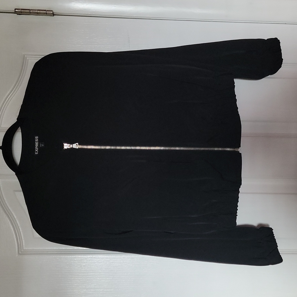 New York And Company Polyester Crop Top Lightweight Jacket Black XS